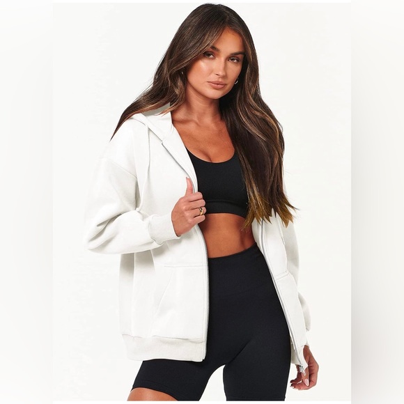 ANRABESS Women's Oversized Zip Up Hoodie Y2K Casual Drawstring Jacket NW… - Picture 2 of 10